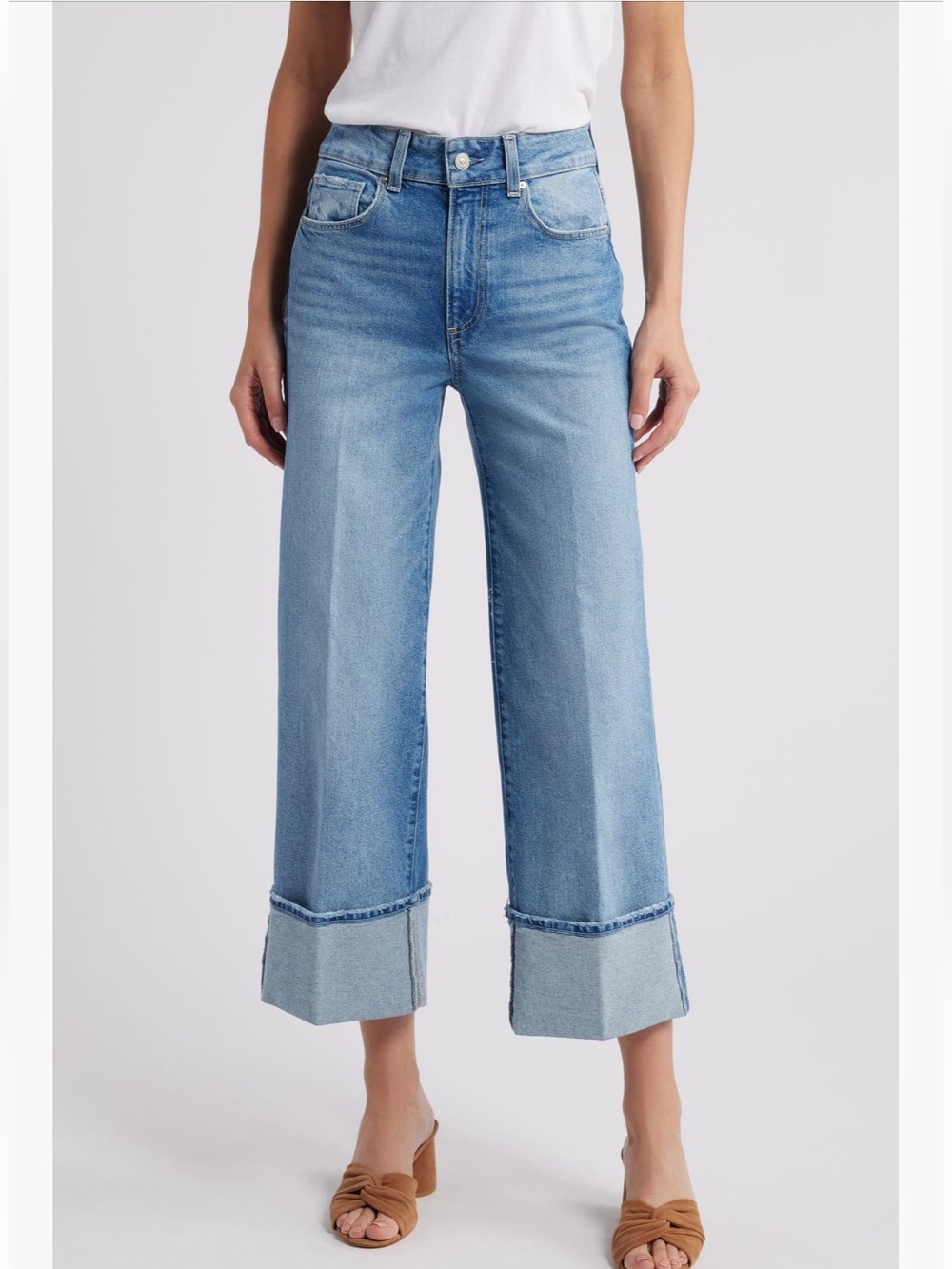 NWOT Paige Sasha cuffed high waist ankle wide leg jeans